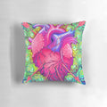 Colorful, fragile-looking pillow with anatomical heart and organ design