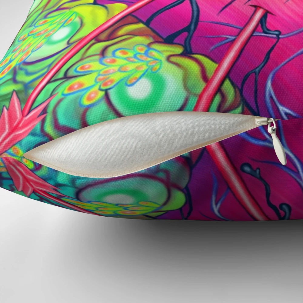 Colorful, fragile-looking pillow with anatomical heart and organ design