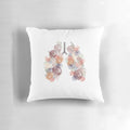 Decorative anatomical lungs and flower pillow with medical artwork design