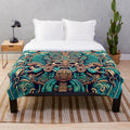 Mayan gods plush blanket featuring ancient Mesoamerican cultural imagery