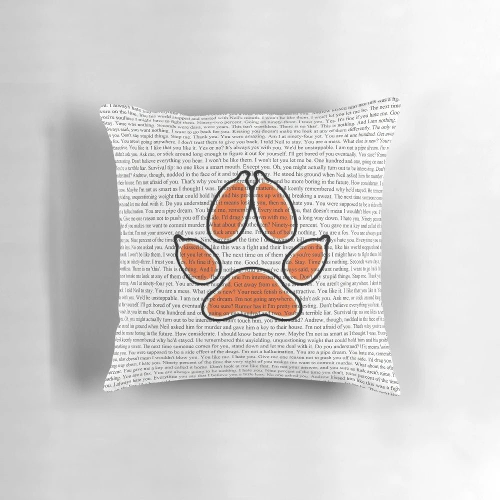 Pillow featuring quotes from the Andreil couple in The Foxhole Court series by Nora Sakavic