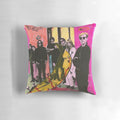 Vibrant pillow featuring Andy Warhol's iconic Velvet Underground banana design, a classic pop art image.