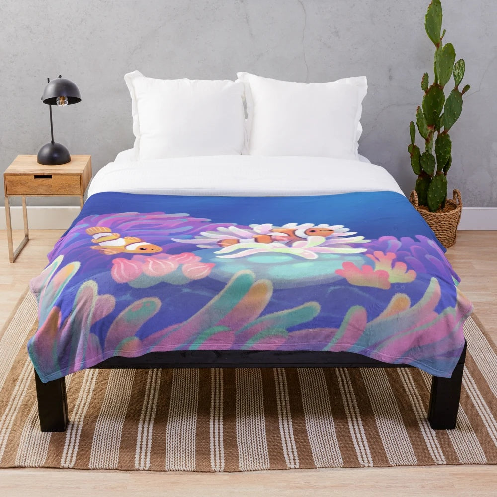 Anemone Home Plush Blanket featuring sea life design