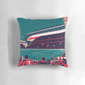 Anfield Stadium Pillow, featuring the iconic Liverpool Football Club crest and Anfield stadium image