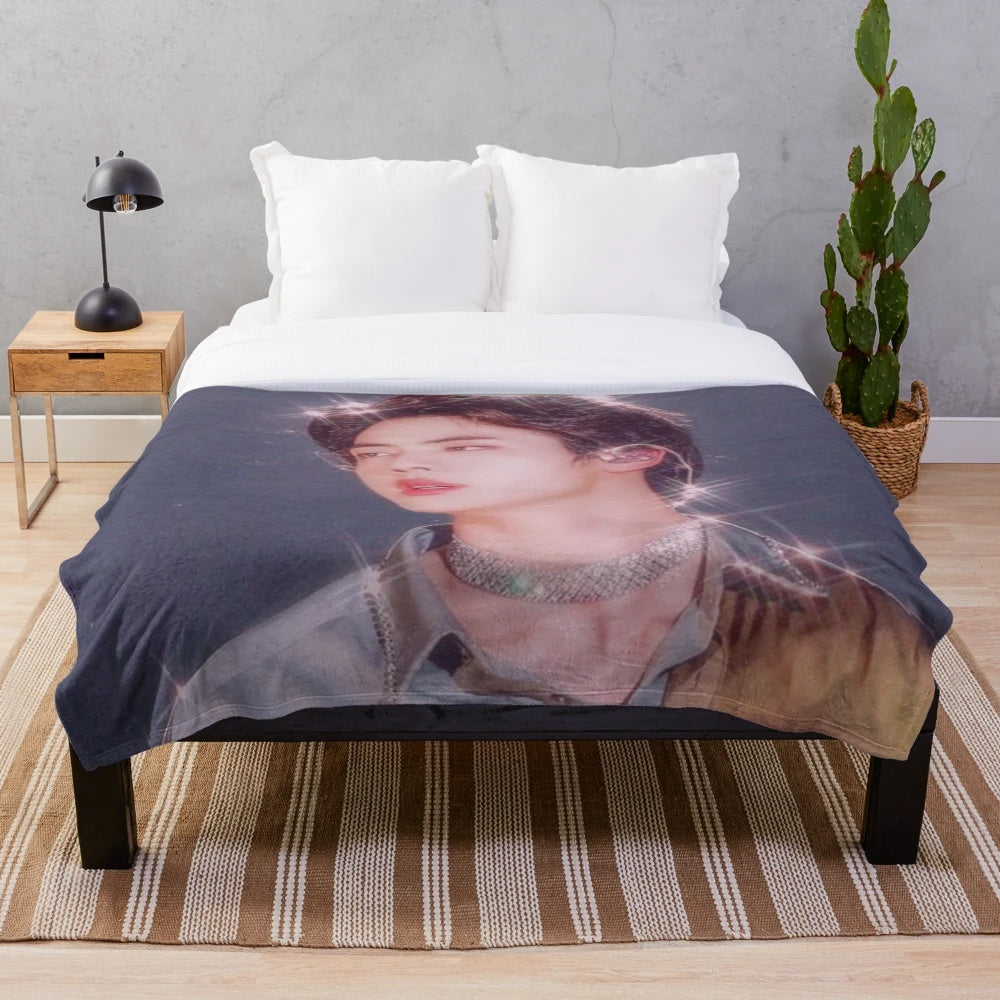 Angelic BTS-inspired plush blanket with focus keyword "angel plush blanket