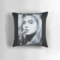 Angelina Jolie Rough Silver Portrait Pillow Featuring a Striking Monochrome Image of the Hollywood Actress