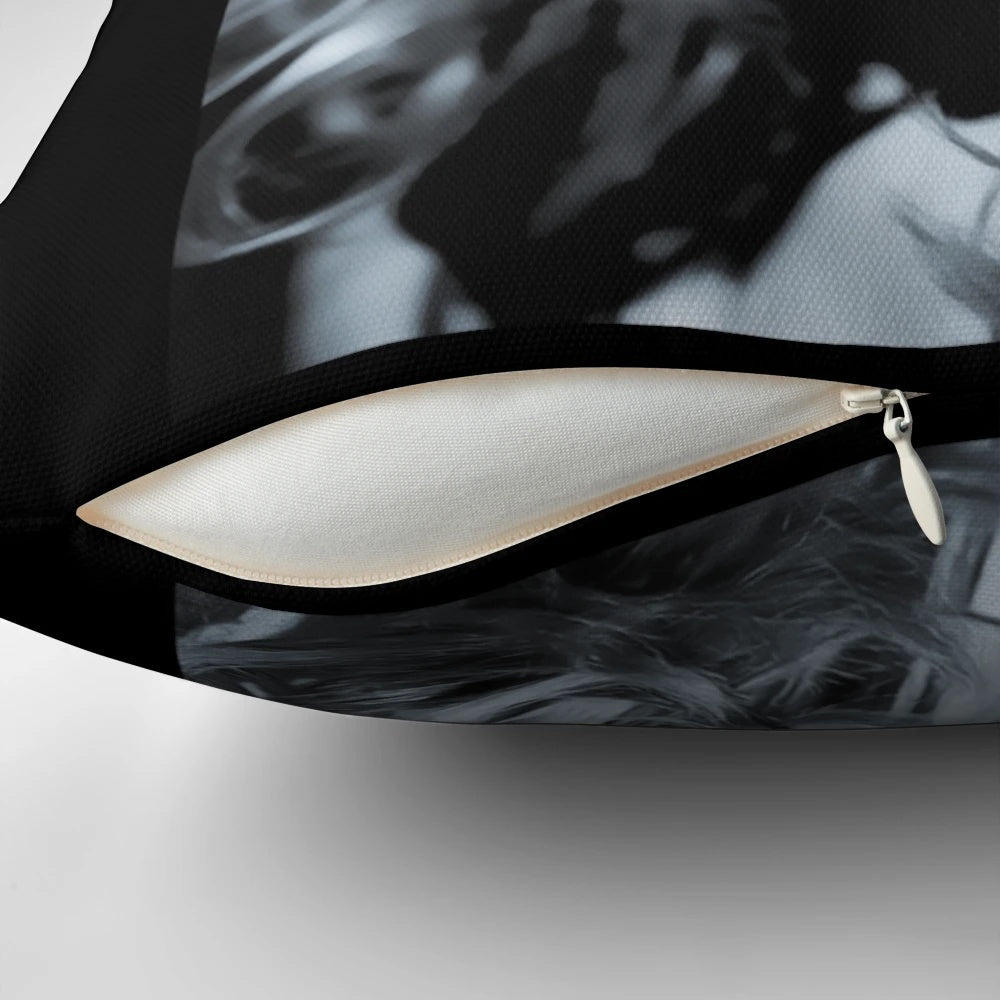 Angelina Jolie Rough Silver Portrait Pillow Featuring a Striking Monochrome Image of the Hollywood Actress