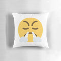 Angry steam face emoji pillow with irritated, exasperated expressions