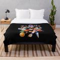 Dragon Ball Super inspired plush blanket featuring characters like Goku, Vegeta, and Broly