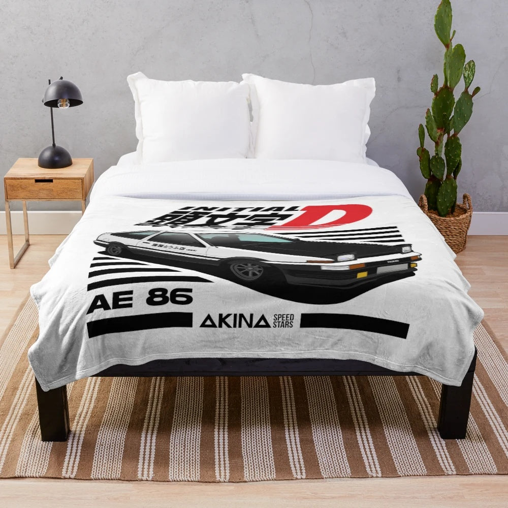 Soft, cozy plush blanket featuring the iconic Toyota AE86 from the anime series Initial D