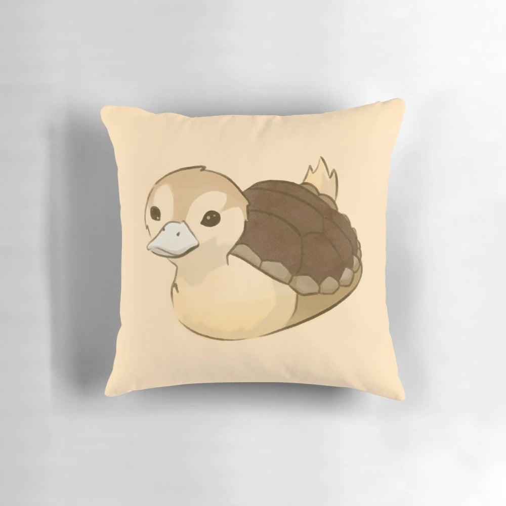 A soft, plush pillow featuring an Avatar Turtleduck design, perfect for fans of the popular anime series.