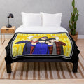 Anime inspired Banana Fish themed plush blanket featuring characters Ash Lynx and Eiji Okumura