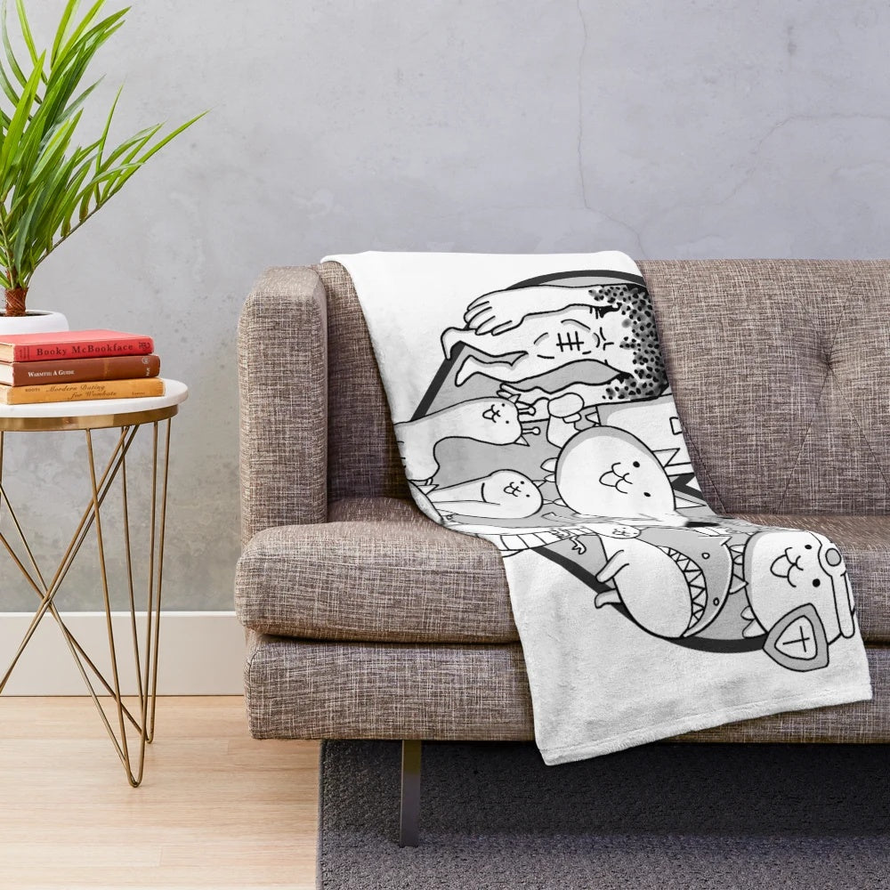 Battle Cats Evolved Cats Mural Plush Blanket featuring fan art design