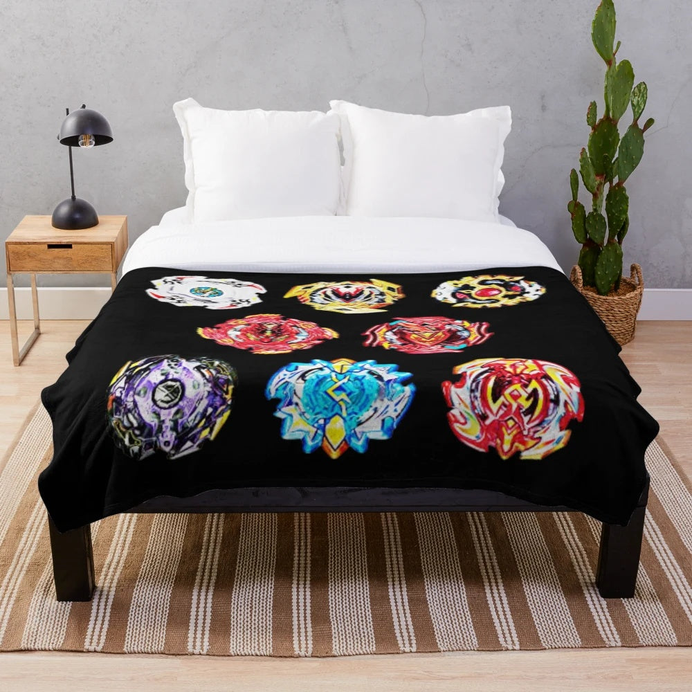 Beyblade-themed plush blanket for anime fans