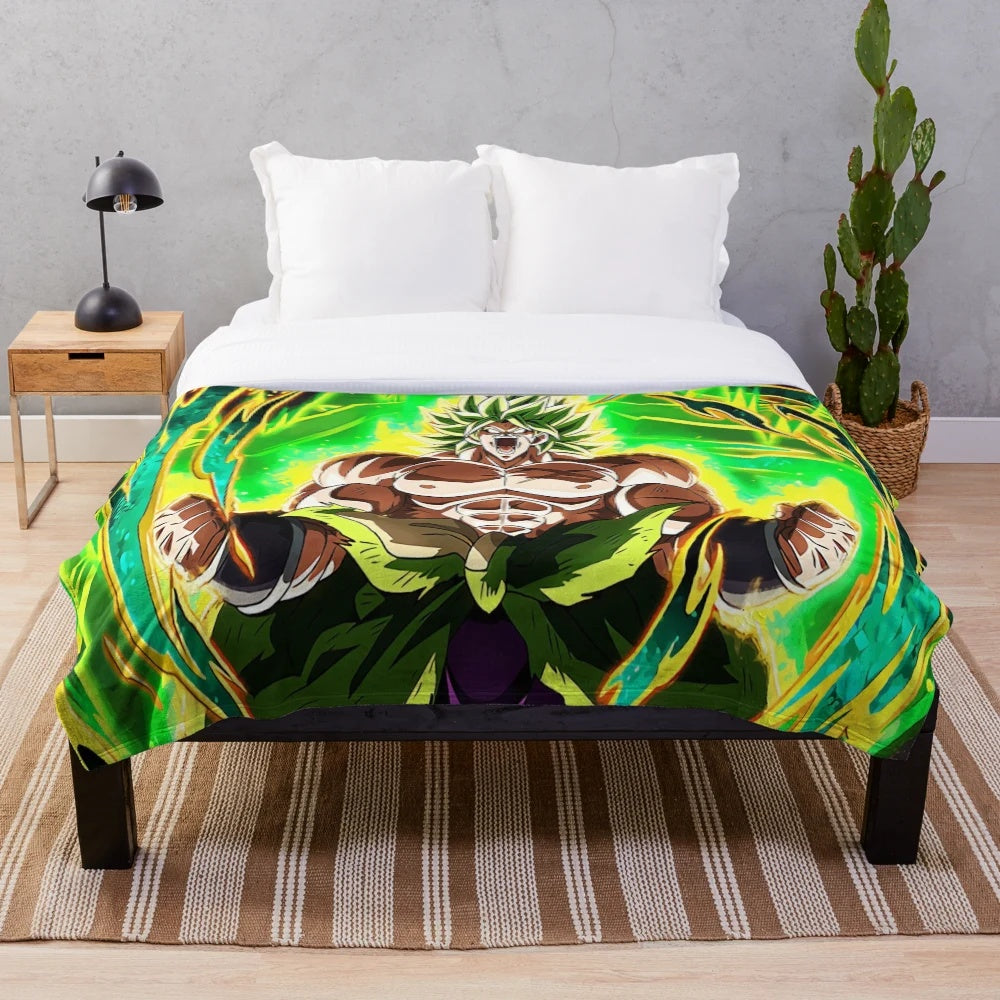 Broly plush blanket with dragon ball z-inspired design