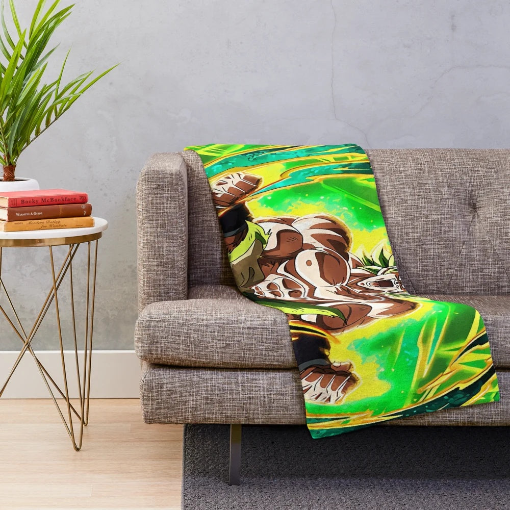 Broly plush blanket with dragon ball z-inspired design