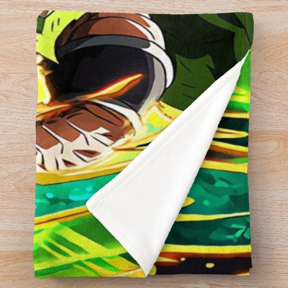 Broly plush blanket with dragon ball z-inspired design