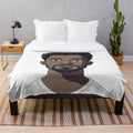 Anime-style plush blanket featuring a portrait of a Cape Verdean man in traditional attire