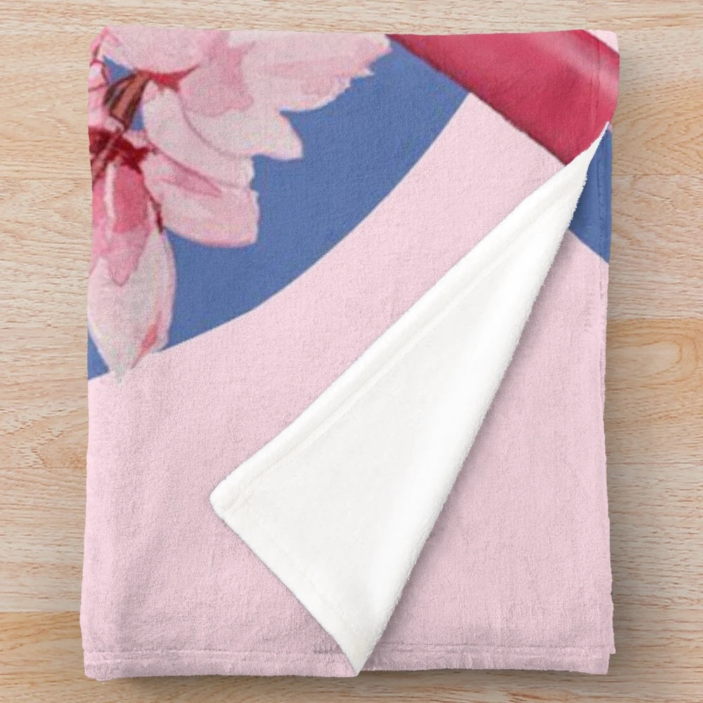 Cardcaptor Sakura inspired plush blanket featuring a floral sealing wand design
