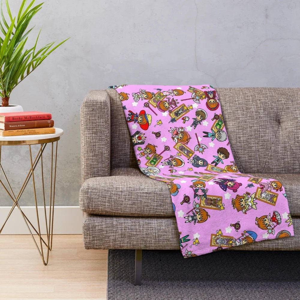 Cozy CARDCAPTOR TEAM anime-inspired plush blanket
