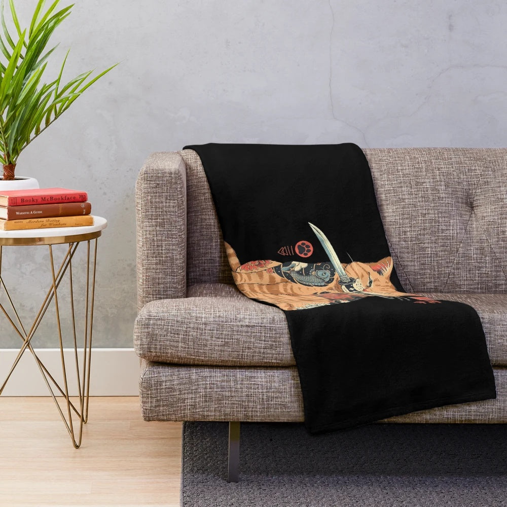 Cozy anime-themed cat plush blanket