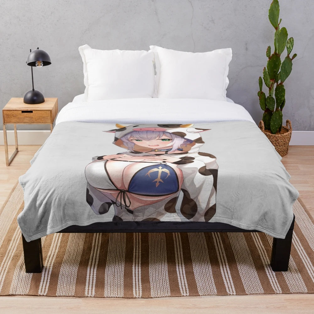 Cowgirl-themed plush blanket featuring an anime-inspired virtual youtuber character