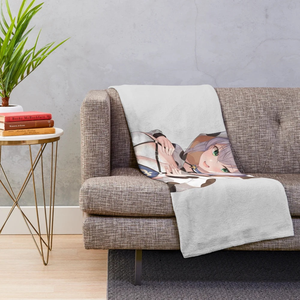 Cowgirl-themed plush blanket featuring an anime-inspired virtual youtuber character