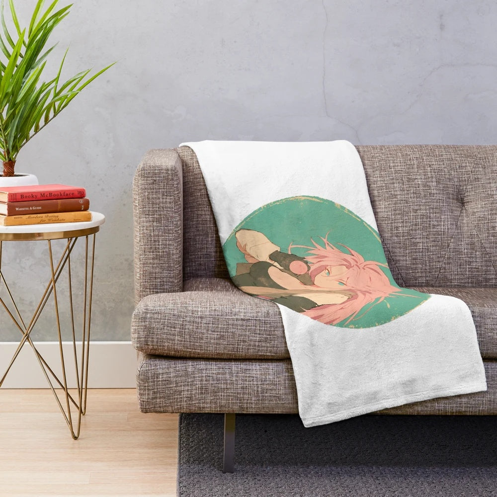 Soft and comfortable plush blanket featuring a cute anime-inspired design