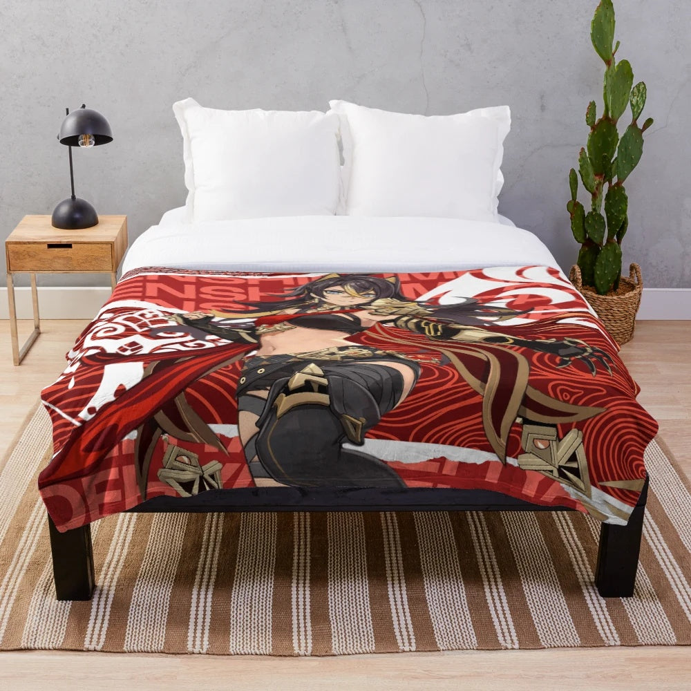 Dehya Flame Mane Genshin Impact Plush Blanket