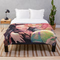 Colorful anime-style plush blanket featuring Nezuko Kamado and Mitsuri Kanroji from the popular Demon Slayer series