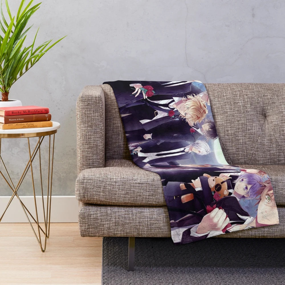 Diabolik Lovers-inspired plush blanket featuring anime characters