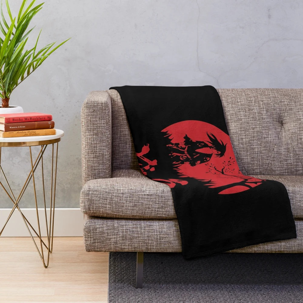 Dororo anime inspired plush blanket with hyakkimaru design