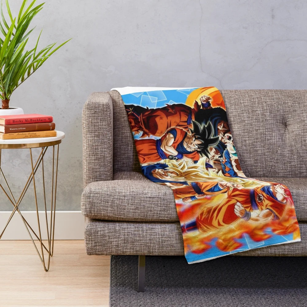 Dragon Ball-Inspired Plush Blanket with Anime Characters