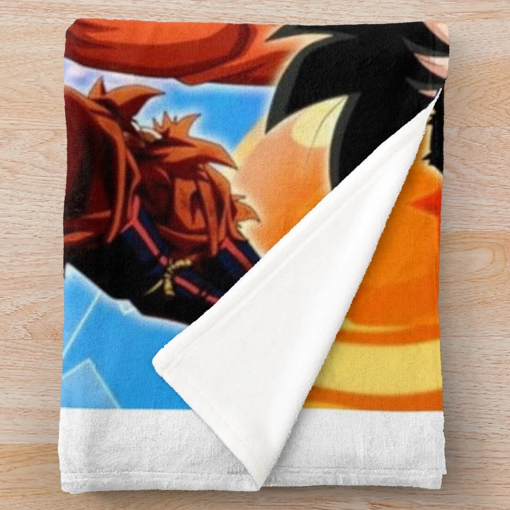 Dragon Ball-Inspired Plush Blanket with Anime Characters