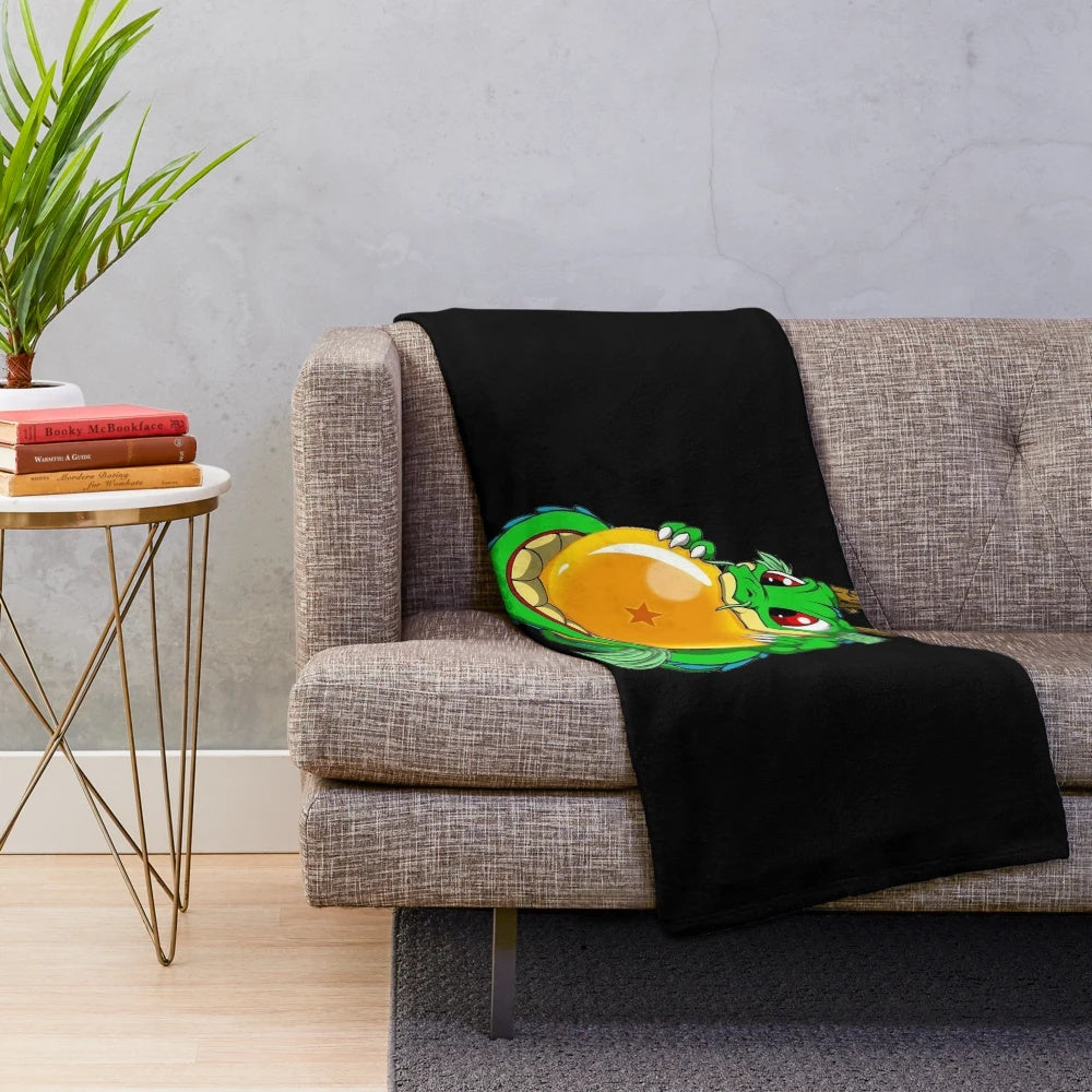 Anime-inspired Dragonball Z plush blanket featuring stars and ball design