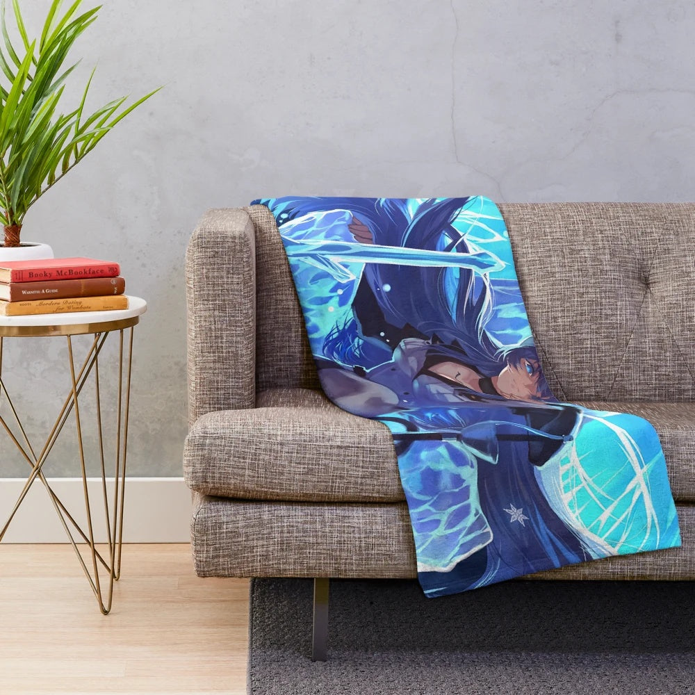 Anime inspired plush blanket featuring Esdeath from Akame Ga Kill