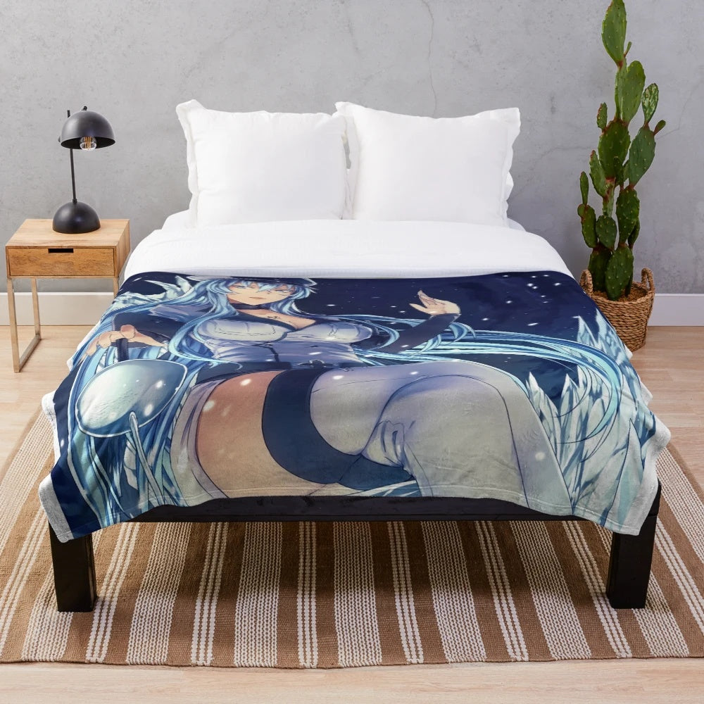 Cozy anime-themed plush blanket featuring Esdeath from Akame ga Kill