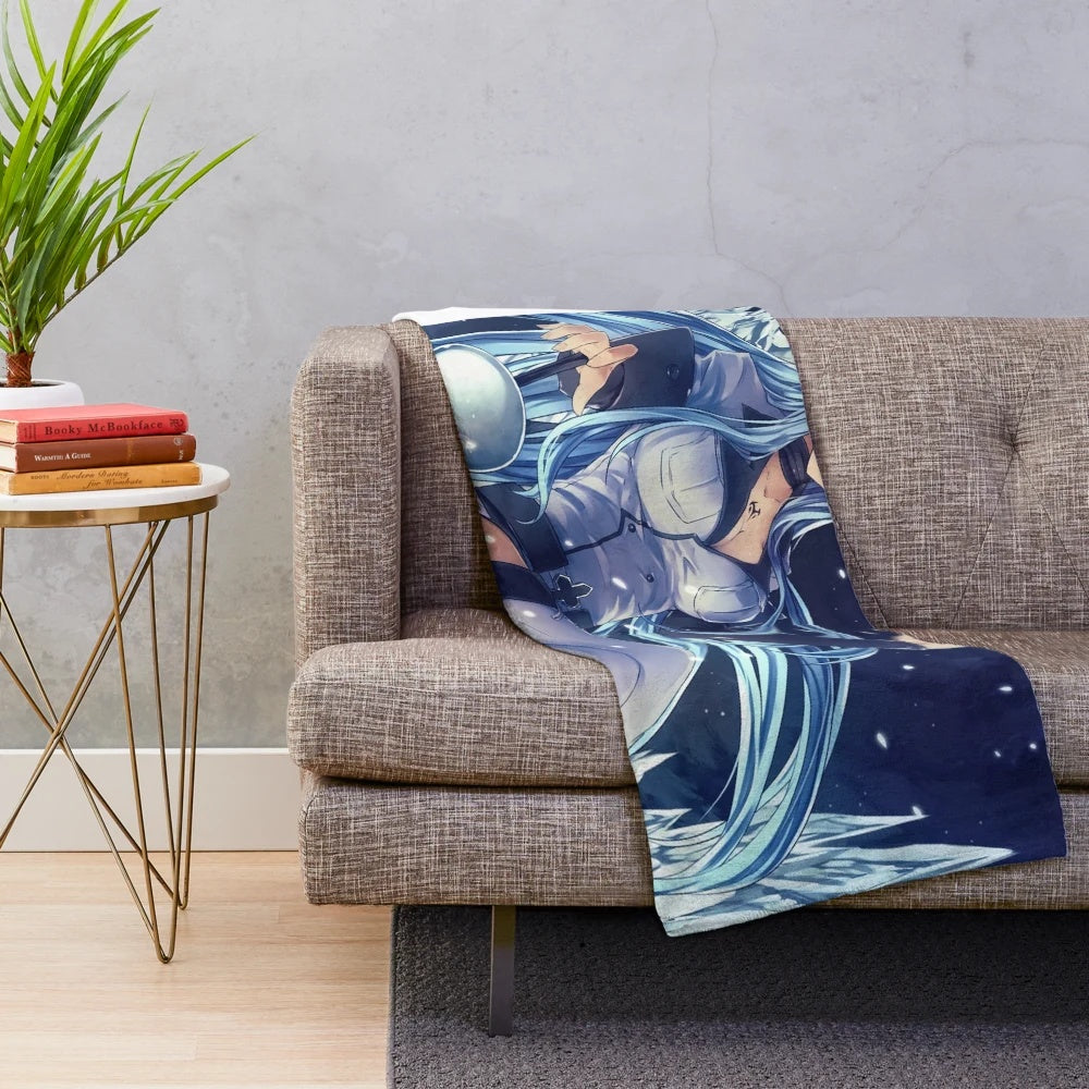 Cozy anime-themed plush blanket featuring Esdeath from Akame ga Kill