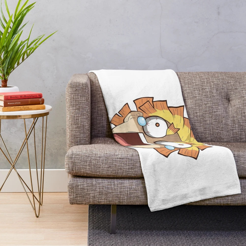 Feral anime-style plush blanket featuring a demon slayer design