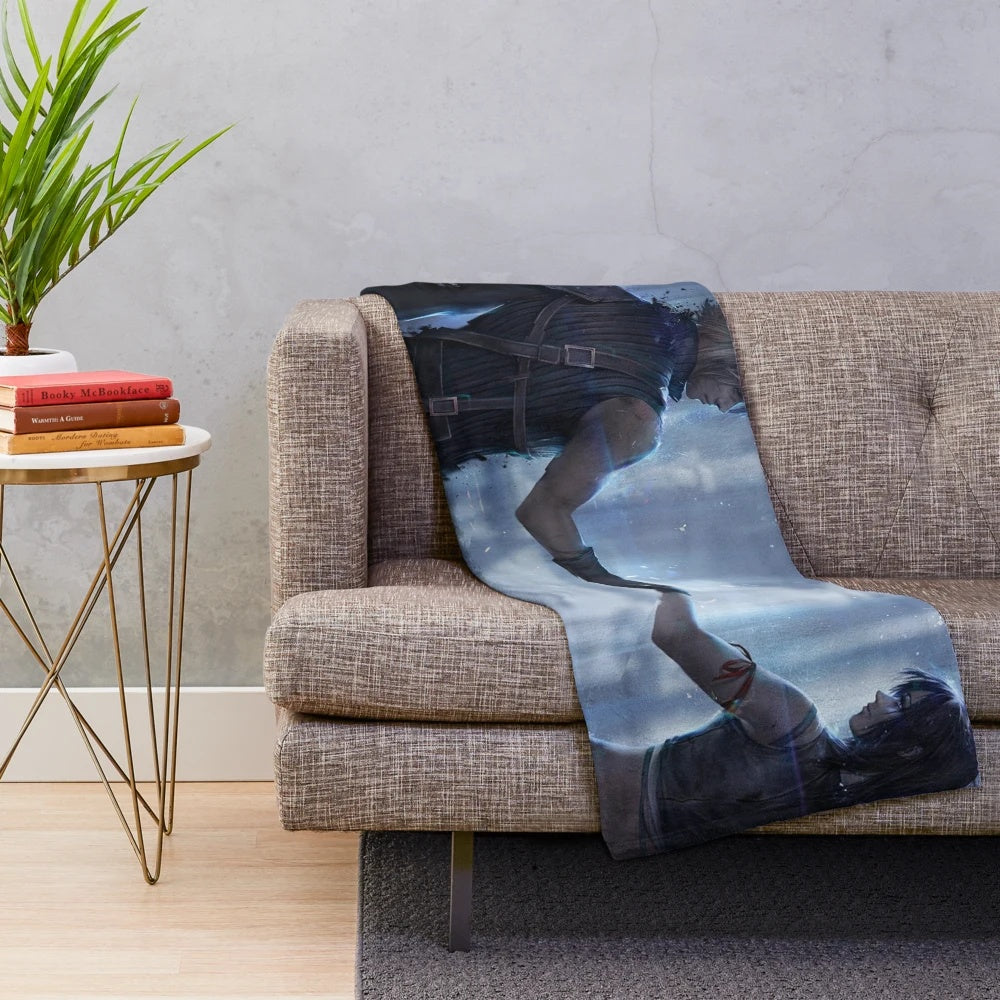 Final Fantasy 7 Cloud and Tifa Plush Blanket for Anime and Gaming Fans