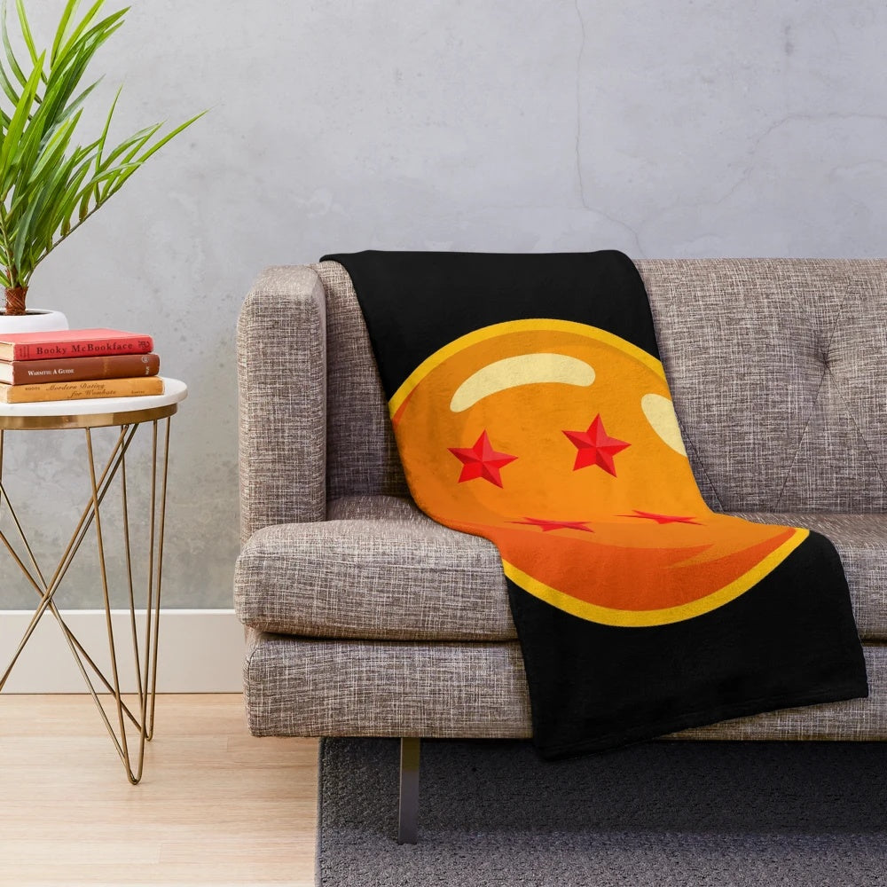 Cozy Dragonball Plush Blanket with Four Star Design