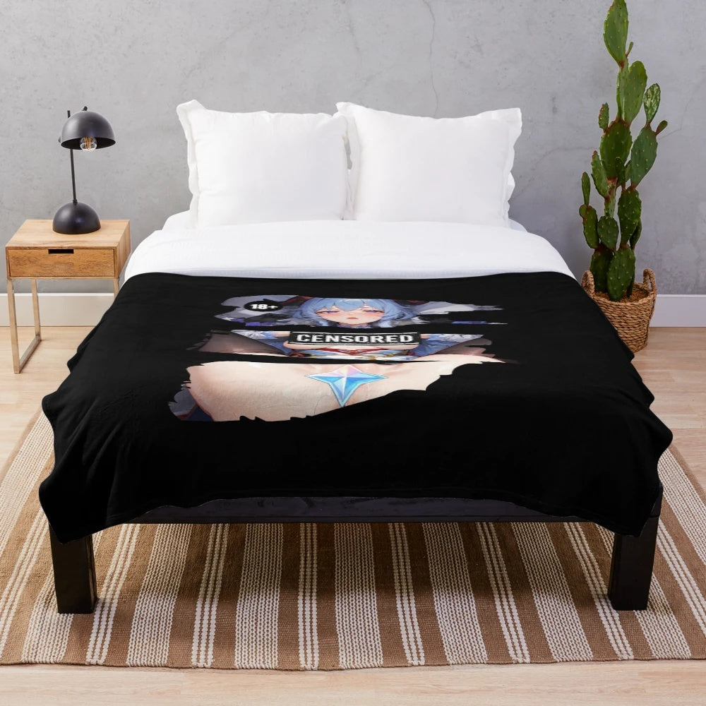 Ganyu plush blanket featuring anime-style artwork