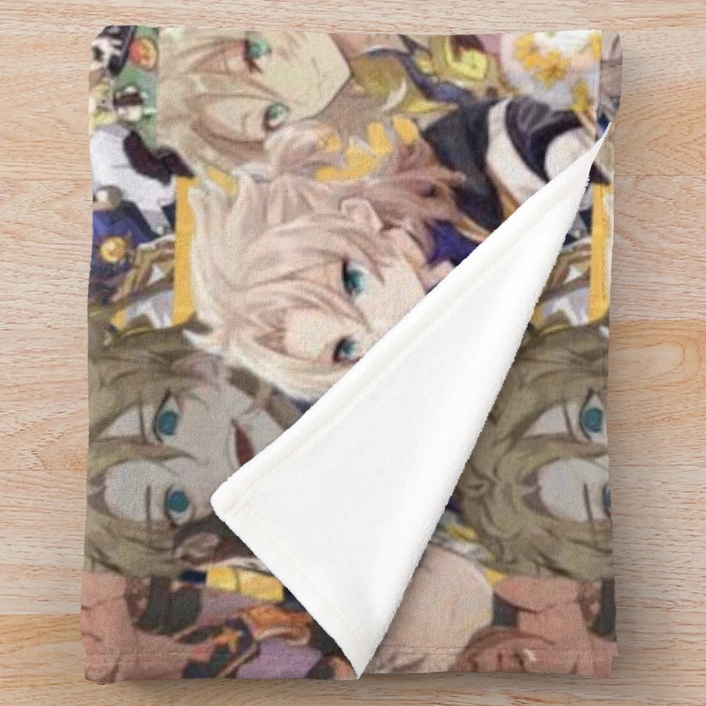 Genshin Impact Albedo fan art collage design plush blanket