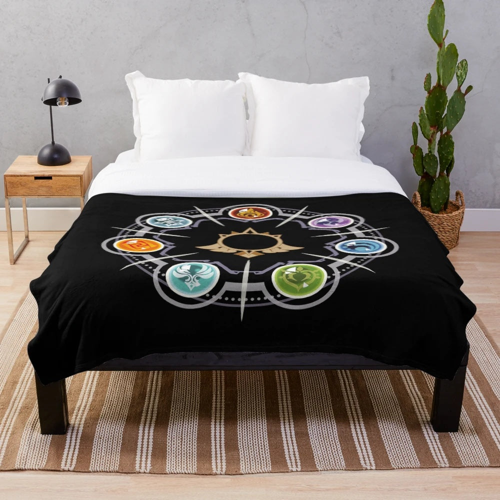 Genshin Impact plush blanket with elemental visions