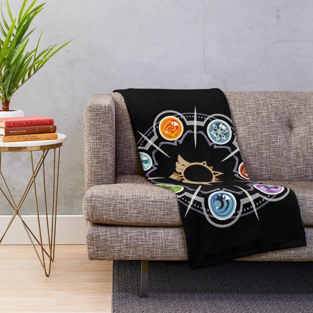 Genshin Impact plush blanket with elemental visions