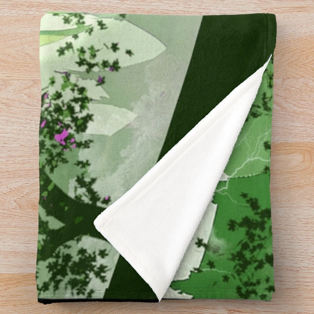 Genshin Impact inspired plush blanket with a japanimation style design