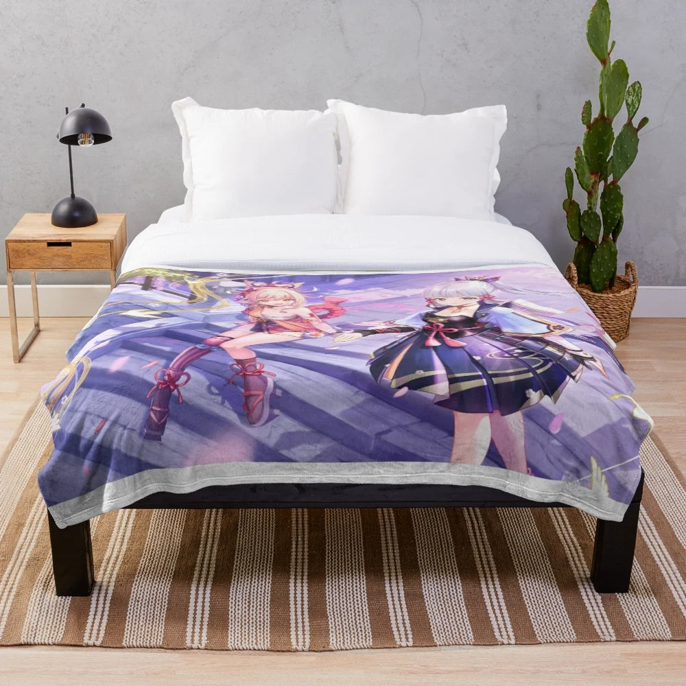 Genshin Impact Ayaka and Yoimiya Plush Blanket