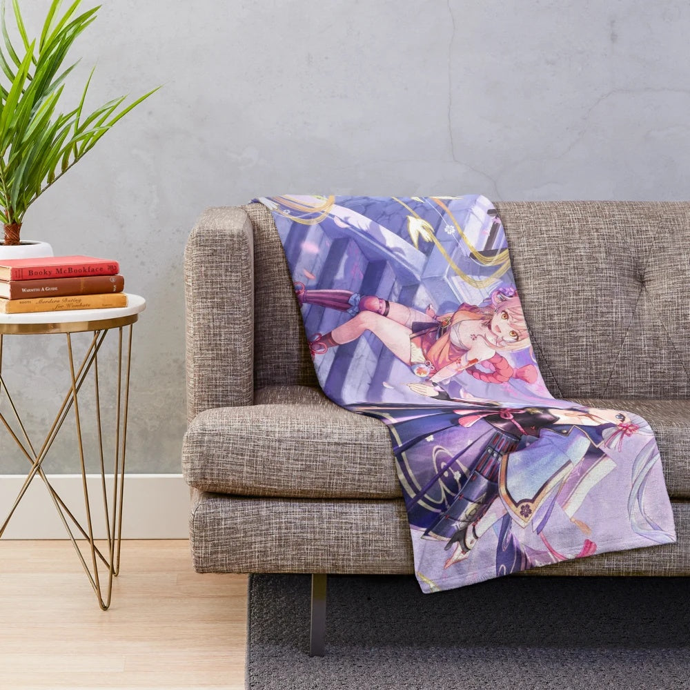 Genshin Impact Ayaka and Yoimiya Plush Blanket