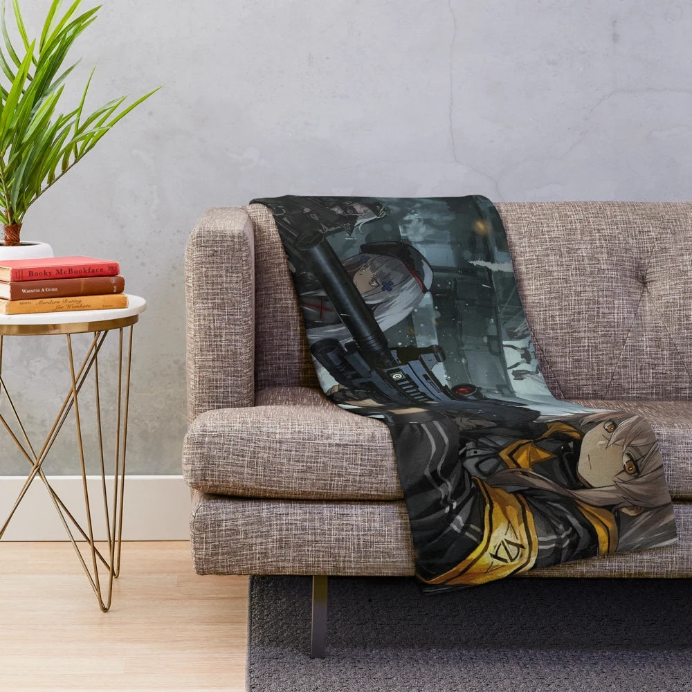 Girls Frontline themed plush blanket with popular characters