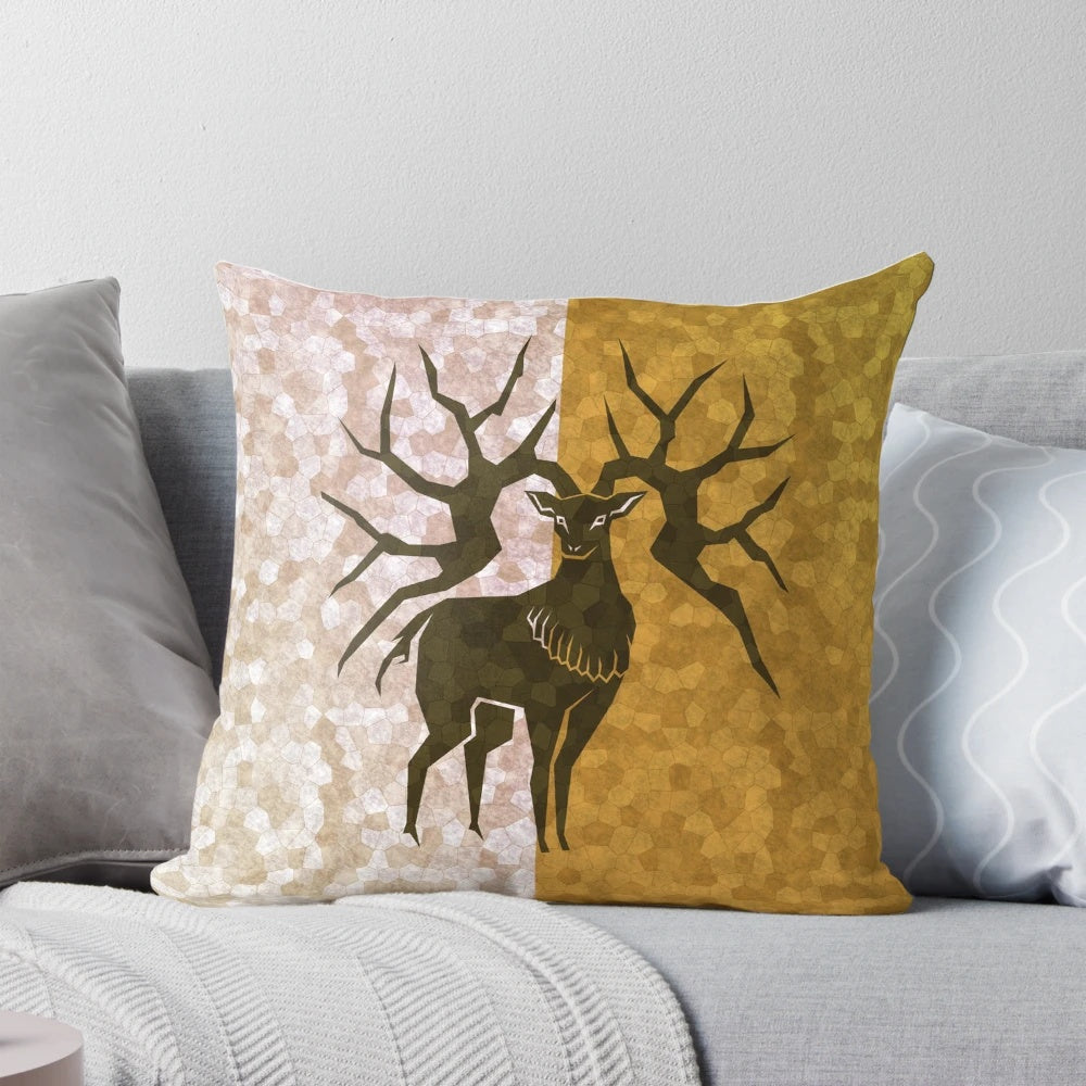 Anime-inspired decorative pillow featuring the Golden Deer house from Fire Emblem: Three Houses
